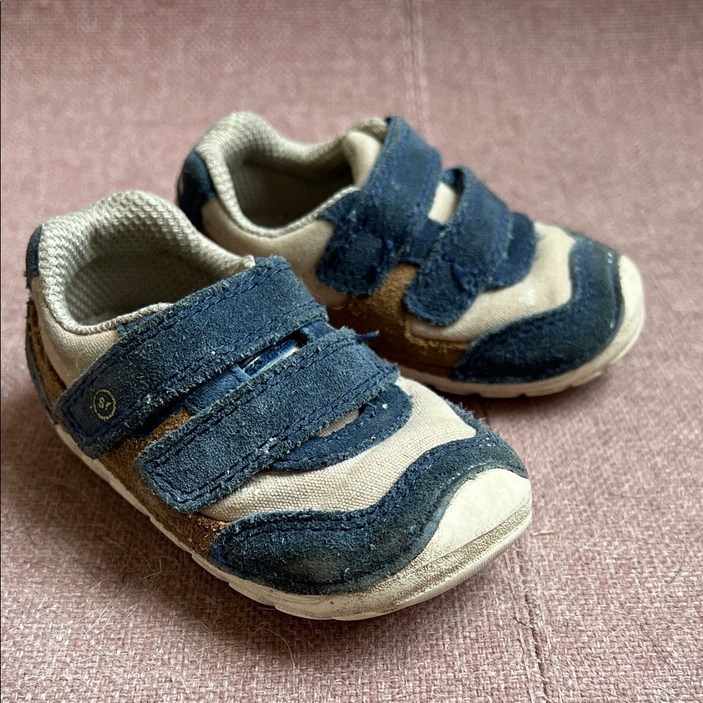 Kids Navy and Tan Shoes
